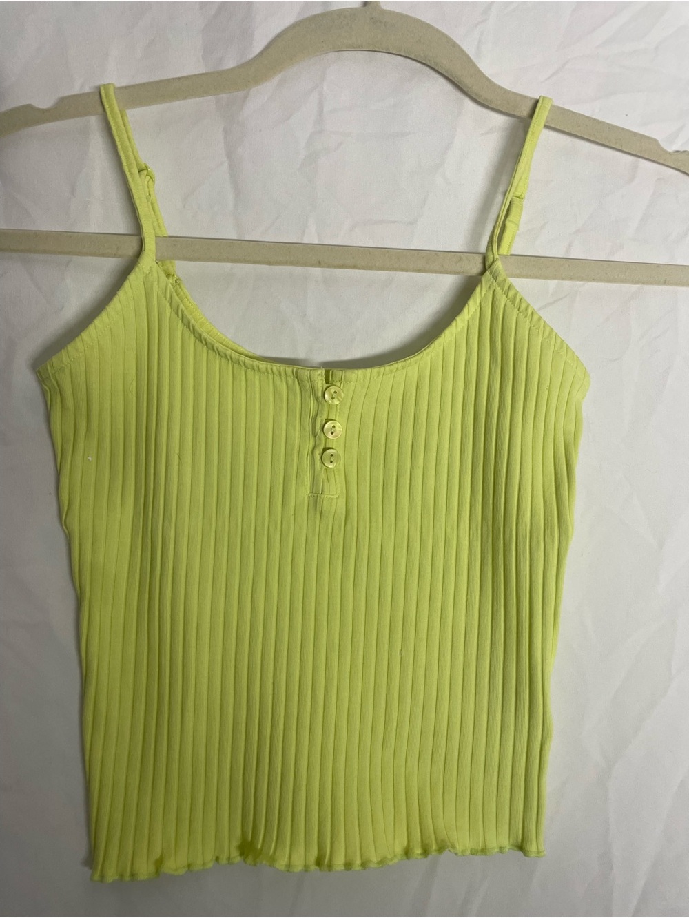 Adjustable Lime Ribbed Button Cami